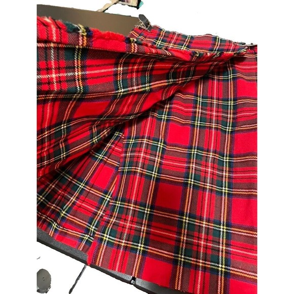 Vtg LAIRD PORTCH of SCOTLAND Red Tartan Plaid Wrap Kilt skirt Wool Skirt W 26 - Picture 11 of 15